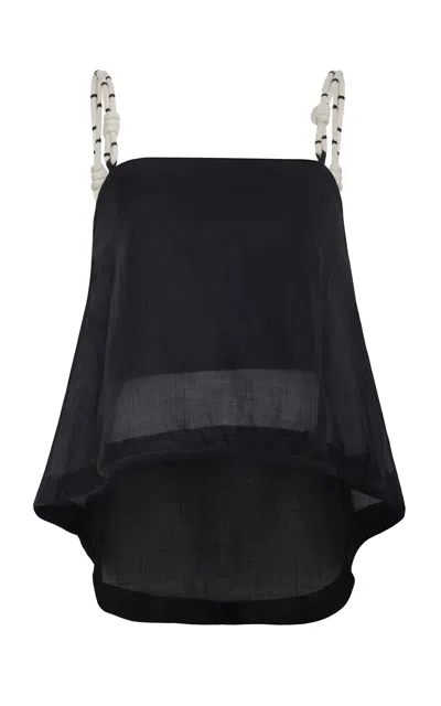 Andres Otalora Rahan Linen Tank Top In Black