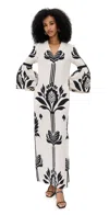 Andres Otalora Rajasthan Printed Linen Maxi Dress In Black,white