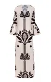 Andres Otalora Rajasthan Printed Linen Maxi Dress In Black,white