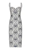Andres Otalora Rangoli Embroidered Linen Midi Dress In White