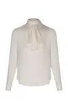 Andres Otalora Rastro Eterno Pussybow Silk Top In White