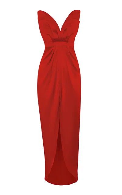 Andres Otalora Ratn Silk Charmeuse Midi Dress In Red