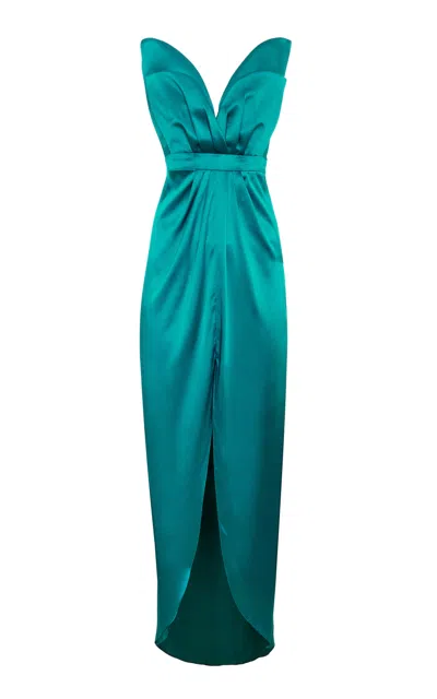 Andres Otalora Ratn Silk Charmeuse Midi Dress In Turquoise