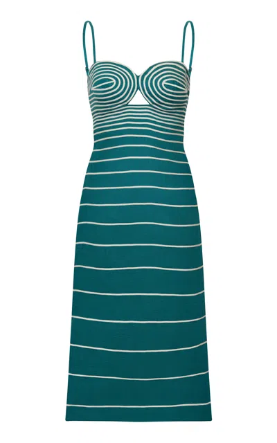 Andres Otalora Recuerdos Linen Midi Dress In Blue