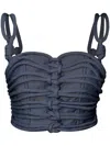 Andres Otalora Redes Knotted Tencel Crop Top In Blue