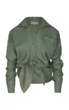Andres Otalora Reflejos Linen Shirt In Green