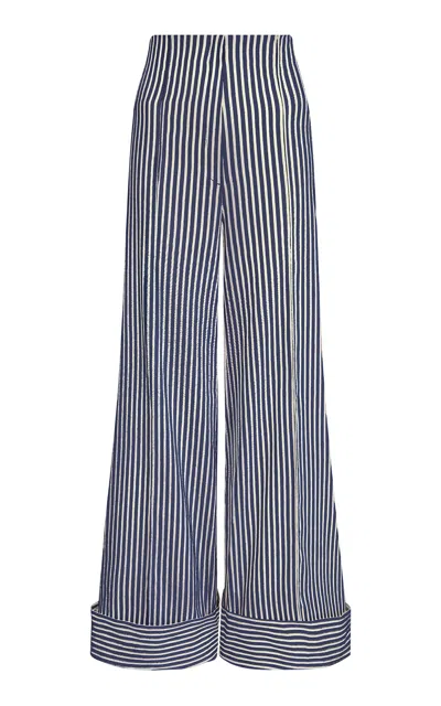 Andres Otalora Refugios Cotton Twill Wide-leg Pants In Navy
