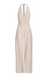 Andres Otalora Resplandores Jersey Halter Jumpsuit In Taupe