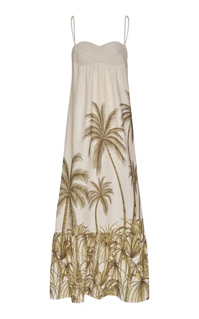 Andres Otalora Ron Coco Printed Linen Maxi Dress