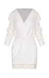 Andres Otalora Ron Embroidered Linen Mini Dress In Off-white