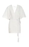 Andres Otalora Safed Belted Linen Mini Dress In Off-white
