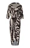 Andres Otalora Sagrado Printed Cotton Poplin Midi Wrap Dress In Black,white
