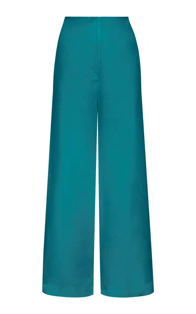 Andres Otalora Salmar Linen Wide-leg Pants In Blue
