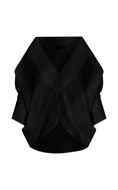 Andres Otalora Sanam Cotton Poplin Off-the-shoulder Top In Black