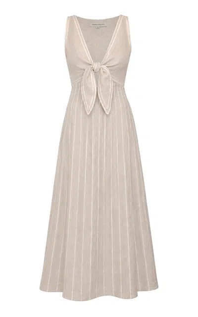 Andres Otalora Santamaria Embroidered Linen Maxi Dress In Neutral