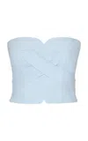 Andres Otalora Sea Incierto Crossover Linen Top In Blue