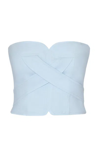 Andres Otalora Sea Incierto Crossover Linen Top In Blue