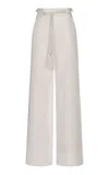 Andres Otalora Senda Ecru Belted Linen Pants In White