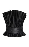 Andres Otalora Senda Perenne Pleated Satin Top In Black