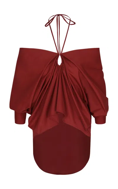 Andres Otalora Sentir Tu Piel Halter Cotton-poplin Blouse