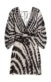 Andres Otalora Shaam Plissé Chiffon Mini Dress In Black,white