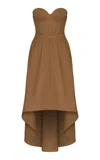 Andres Otalora Shahi Cotton Twill Bustier Midi Dress In Tan