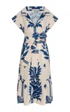 Andres Otalora Shareer Belted Linen Midi Dress In Ivory
