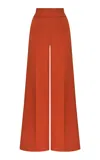 Andres Otalora Shilpa High-waisted Rayon Suiting Wide-leg Pants In Orange