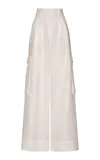 Andres Otalora Si Me Ves Linen Wide-leg Cargo Pants In Off-white