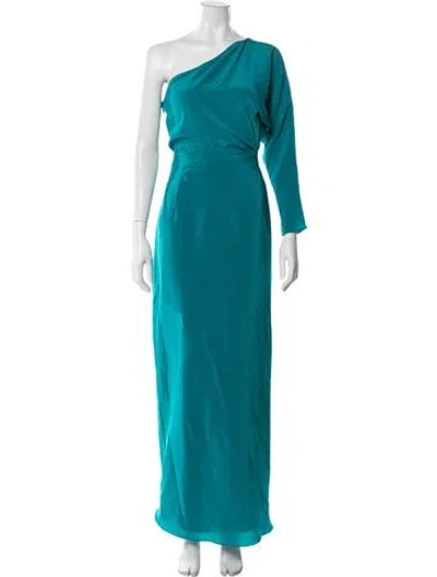Pre-owned Andres Otalora Silk Long Dress In Blue