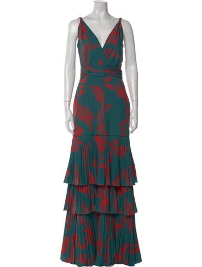 Pre-owned Andres Otalora Silk Long Dress In Green