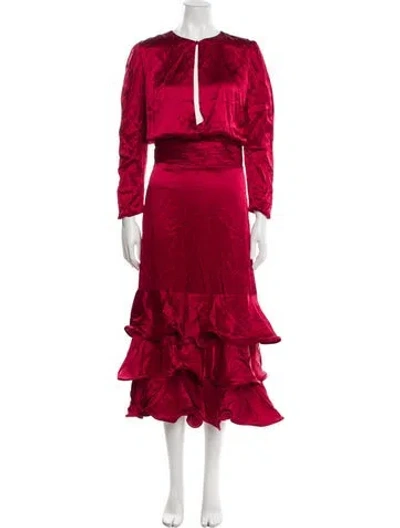 Pre-owned Andres Otalora Silk Long Dress W/ Tags In Burgundy