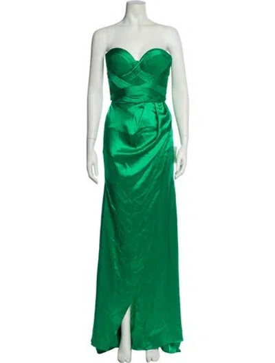 Pre-owned Andres Otalora Silk Long Dress W/ Tags In Green