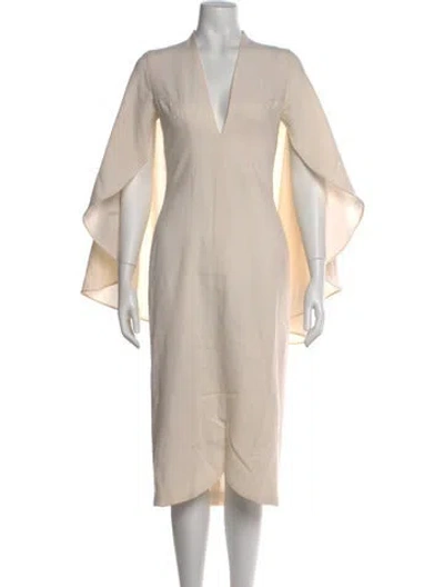 Pre-owned Andres Otalora Silk Midi Length Dress In Neutral