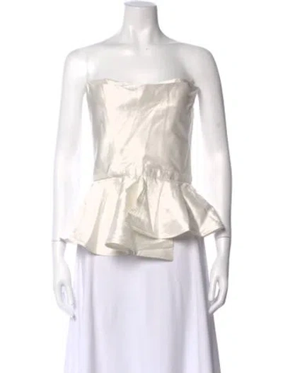Pre-owned Andres Otalora Silk Strapless Top In White