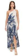 Andres Otalora Sin Disimulo Draped One-shoulder Maxi Dress In Navy Caribe
