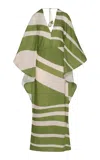 Andres Otalora Sintonias Striped Linen Caftan Dress In Green