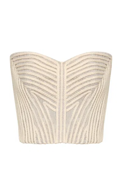 Andres Otalora Soñada Embroidered Linen Top In Brown