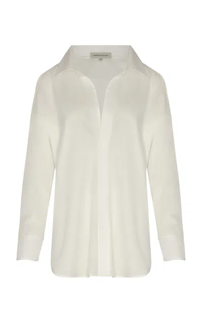 Andres Otalora Solo Un Dia Oversized Cotton Poplin Shirt In Off-white