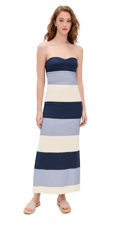Andres Otalora Sono Veri Dress Maxi Blue Stripes In Multi