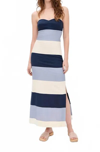 Andres Otalora Sono Veri Strapless Dress In Maxi Blue Stripes In Multi