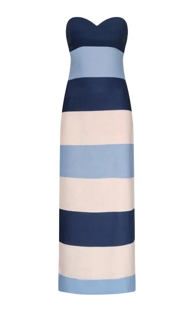 Andres Otalora Sono Veri Striped Linen Maxi Dress In Multi