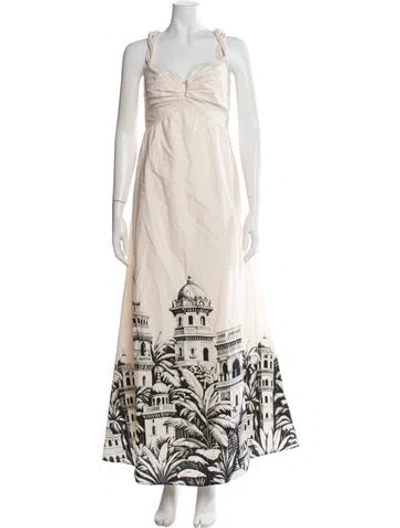 Pre-owned Andres Otalora Square Neckline Long Dress In Neutral