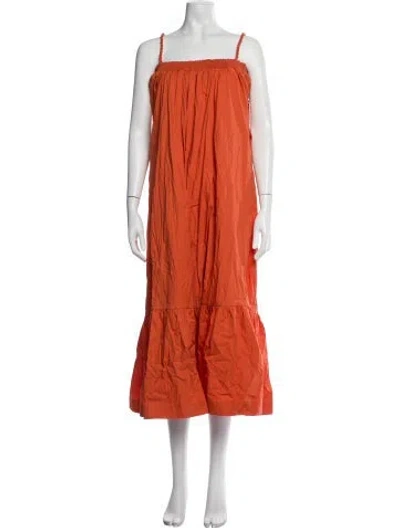 Pre-owned Andres Otalora Square Neckline Long Dress In Orange