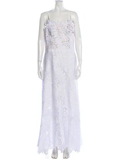 Pre-owned Andres Otalora Square Neckline Long Dress In White