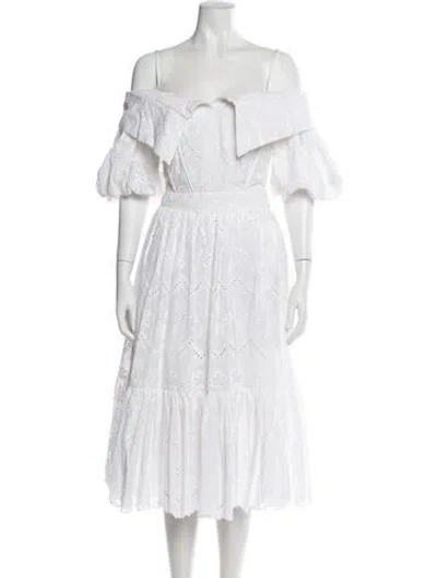 Pre-owned Andres Otalora Square Neckline Midi Length Dress W/ Tags In White