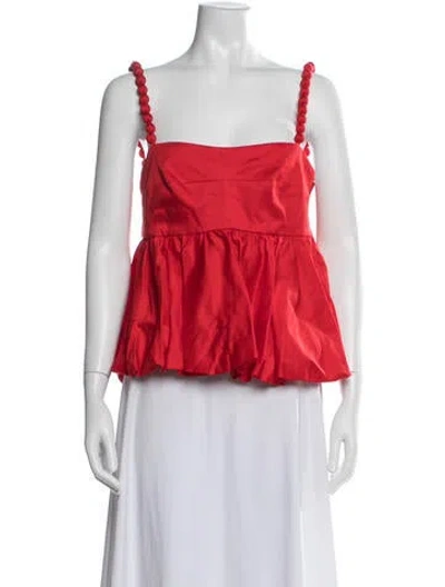 Pre-owned Andres Otalora Square Neckline Sleeveless Top W/ Tags In Red