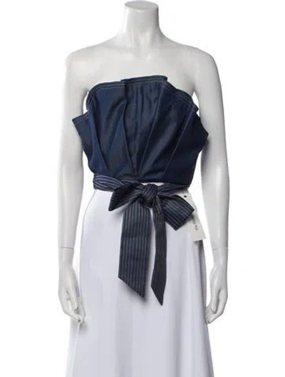 Pre-owned Andres Otalora Strapless Crop Top In Blue