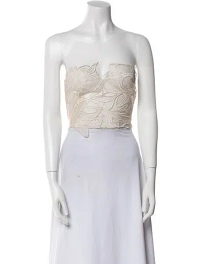 Pre-owned Andres Otalora Strapless Crop Top In White