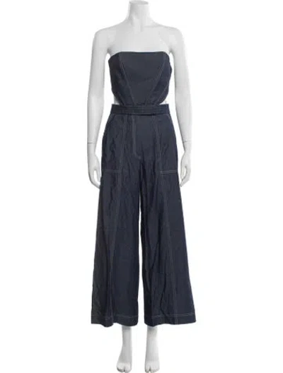 Pre-owned Andres Otalora Strapless Jumpsuit In Blue